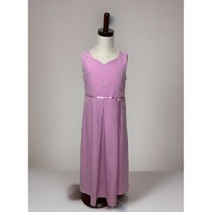 Bonnie Jean Dress Big Girls‎ Size 7 pink Satin Bow Embroidery Church Wedding